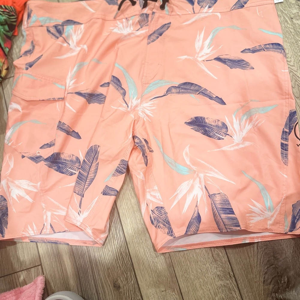 Volcom Peach and Blue Swim Shorts